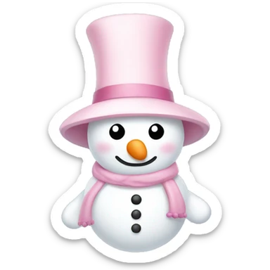 Cute white and light pink snowman sticker