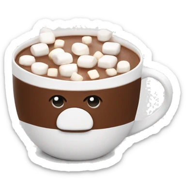 hot chocolate in a white mug with marshmallows on top sticker