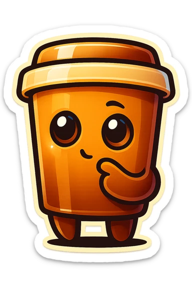 Tall coffee cup, pondering, thinking sticker