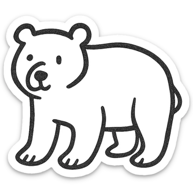 A bear in hand drawn icon with no fill sticker