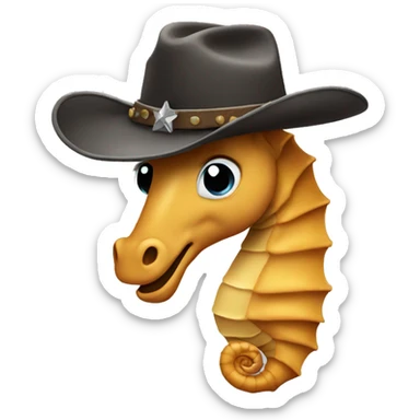 Sea horse wearing a cowboy hat  sticker