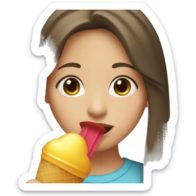 Girl with brown hair licking an ice lolly  sticker