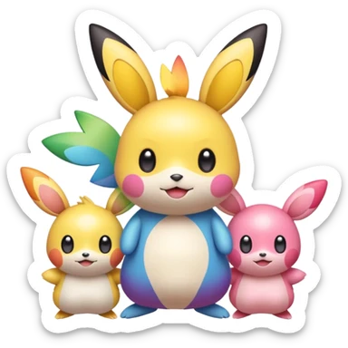 Rainbow-gradients Emolga-Pichu-Victini-Kirby-fusion sticker
