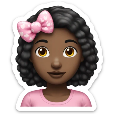 Black hair girl with a hello kitty sticker