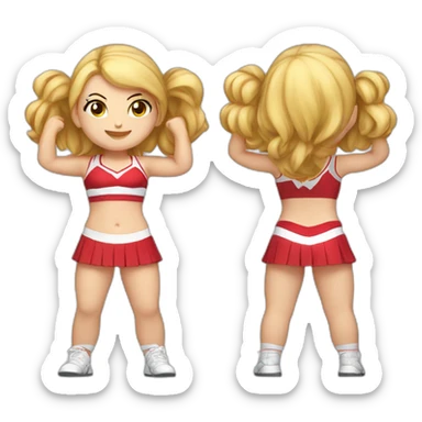 Caucasian curvy cheerleader back and front views sticker