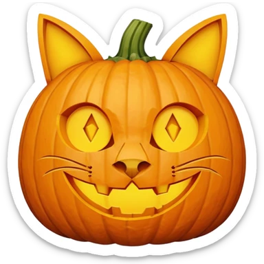 a pumpkin carved as a cat sticker