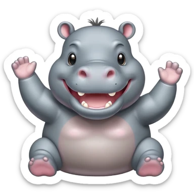 an cheering happy hippo  sticker