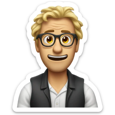 mad man pulling his hair. Add frameless glasses  sticker