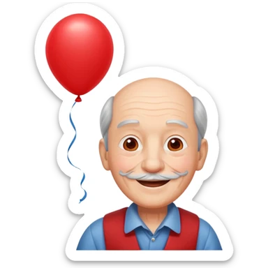Grandpa floating with balloon sticker