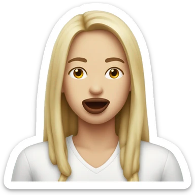 Person biting lip sticker