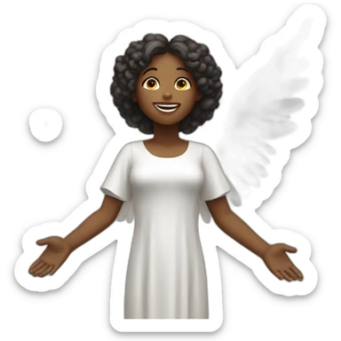 Female black angel praising God in heaven sticker