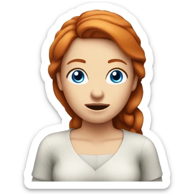 Relaxing redhead woman blue eyes looking shocked sticker