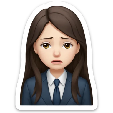 sad brunette girl long hair in buisiness outfit crying emoji sticker