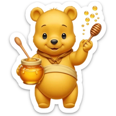 winnie the poo with honey pot sticker