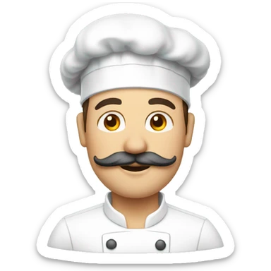 white chef with brown mustache sticker