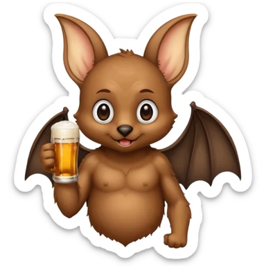 bat drinking beer sticker