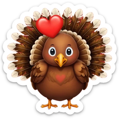 cute turkey heart sticker