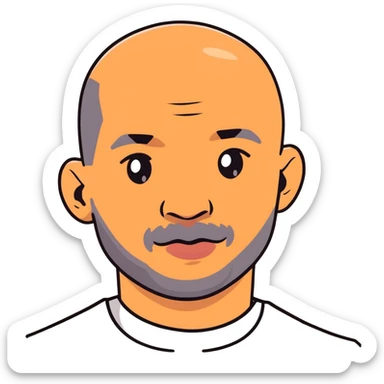 bald black man bald head gray chin hair sticker