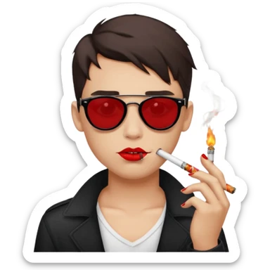 boy with piercing sunglasses blood smoking cigarette black lips sticker