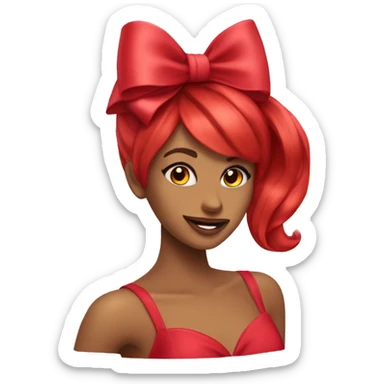 A cherry red coquette bow  sticker