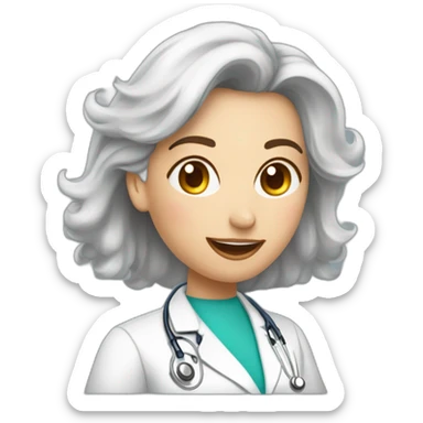 Dessine moi une image humoristique d'un docteur femme en train de faire une piqure à un patient avec une très grosse seringue.  sticker