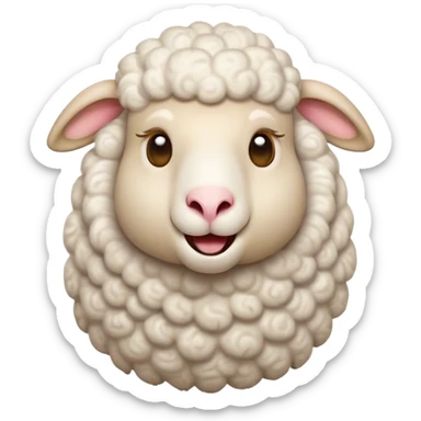 Cinematic Comical Sheep Portrait Emoji, Head tilted dramatically with an exaggeratedly amused expression, featuring a strikingly fluffy white fleece with a quirky pattern and wide, expressive eyes filled with playful disbelief, Simplified yet hilariously expressive features, highly detailed, glowing with a slightly sassy glow, high shine, dramatic yet playful, stylized with an air of cheeky mischief, bright and endearing, soft glowing outline, capturing the essence of a spirited and over-the-top sheep, so meme-worthy it feels like it could baa its way into internet fame instantly! sticker