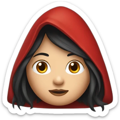 red-ridding-hood-with-long-black-strait-hair-with-white-break sticker