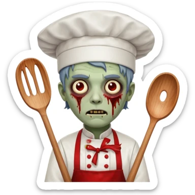 black zombi man chef sticker
