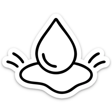 outlined icon of a water droplet on glossy black paint, clean lines, subtle repellent effect with water lines moving away, modern and simple sticker