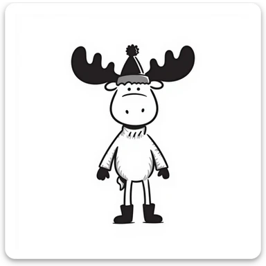 Hand drawn doodle style moose sticker