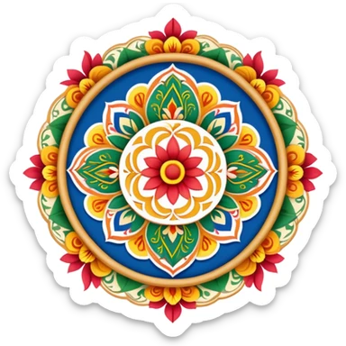 generate a bengali kulo with alpona design inside it sticker