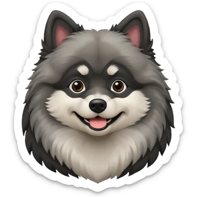 Keeshond with white and black sticker