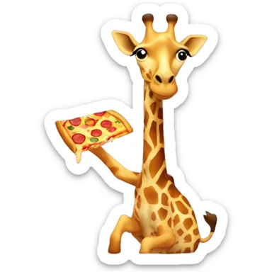 Giraffe eating a pizza sticker