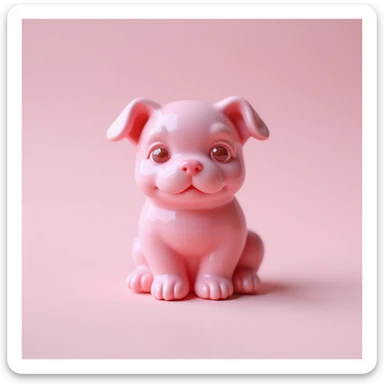 realistic pink candy shaped like a cute puppy, photorealistic style sticker