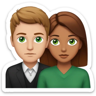 White male with big white female naked brown hair woman has green eyes sticker