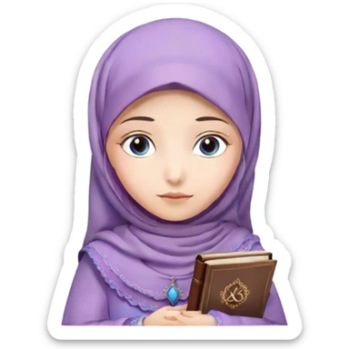 Turkish beautiful finish Konya girl blue eyes with hijab and lilac flower dress have Quran  sticker
