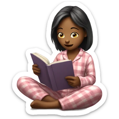 Girl in pyjama reading  sticker