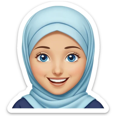 Turkish beautiful finish Konya girl blue eyes with hijab and islamic dress she’s Face with Tears of Joy laughing  sticker