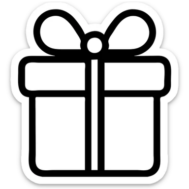 gift icon, flat design, bold outline, subtle color accents, clean and professional sticker