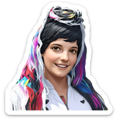 smiling girl with black hair sticker