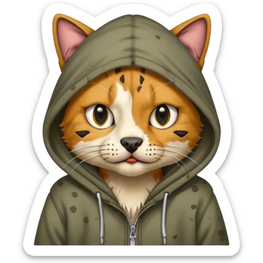 homeless dog cat with torn hoodie


 sticker
