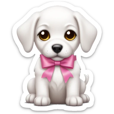 White puppy with pink bows sticker