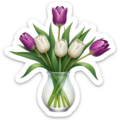 white tulip bouquet  sticker