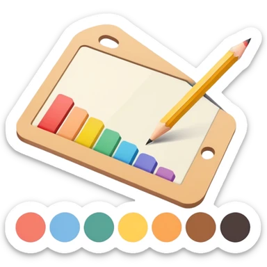 digital graphic template with a pencil, crop icon, and color palette tools around it sticker