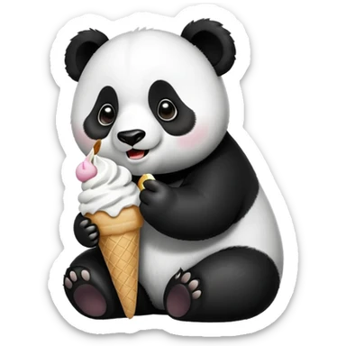 Panda eating ice cream sticker