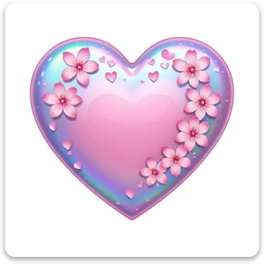 heart with sakura and holographic finish sticker