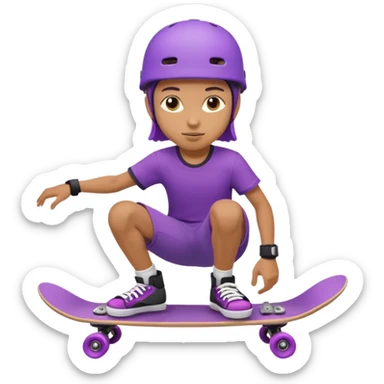 skater with skateboard and purple helmet sticker