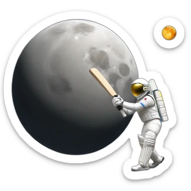 playing cricket on the moon sticker