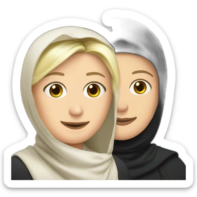 marine le pen with a muslim veil sticker
