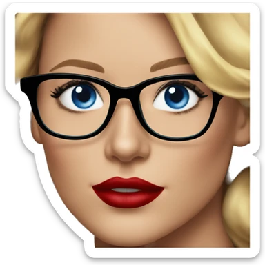 Blake lively blue eyes and black glasses with red lips smiling  sticker